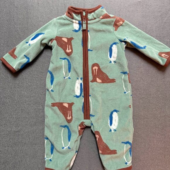 Carter's - Full Zip Baby Penguin/Walrus Fleece Jumpsuit/Pajamas - 3 months - Picture 1 of 3
